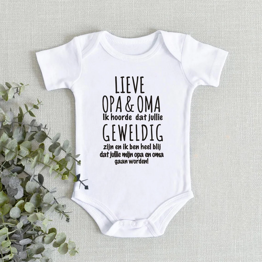 Funny Baby Bodysuit LIEVE OPA & OMA Ik hoorde dat jullie Print Newborn Baby Pregnancy Announcement Bodysuit Cotton Onesie