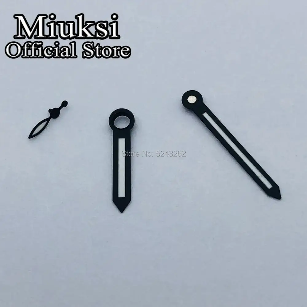 Miuksi czarno-białe wskazówki zegarka zielone świecące wskazówki pasują do mechanizmów serii ETA 6497 6498 lub ST3600 ST3620