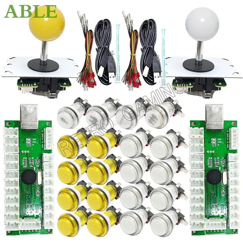 2 Player LED Arcade DIY Kits USB Encoder for  PC Joystick LED push bottons Switch for Raspberry Pi 4 Model Project