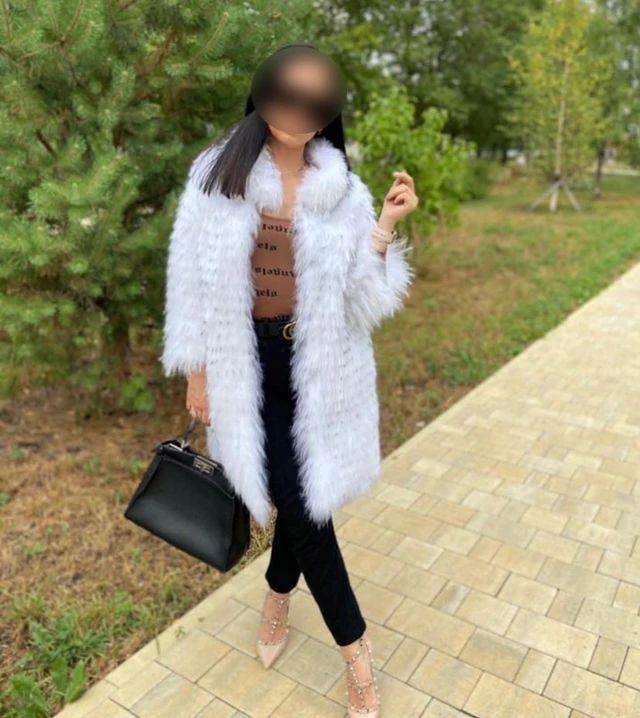 Women's Striped Real Silver Fox Fur Coat, Long Cardigen with Wool Lining, Big Size Clothes, Elegant Outwear, Spring, Lux18A09164