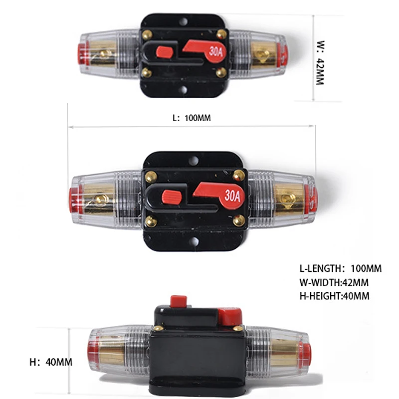 150A 125A 100A 80A 60A 50A 40A 30A 20A 12V 24V 48V Car Resettable Circuit Breaker RV Insurance Fuse Solar Photovoltaic Connector