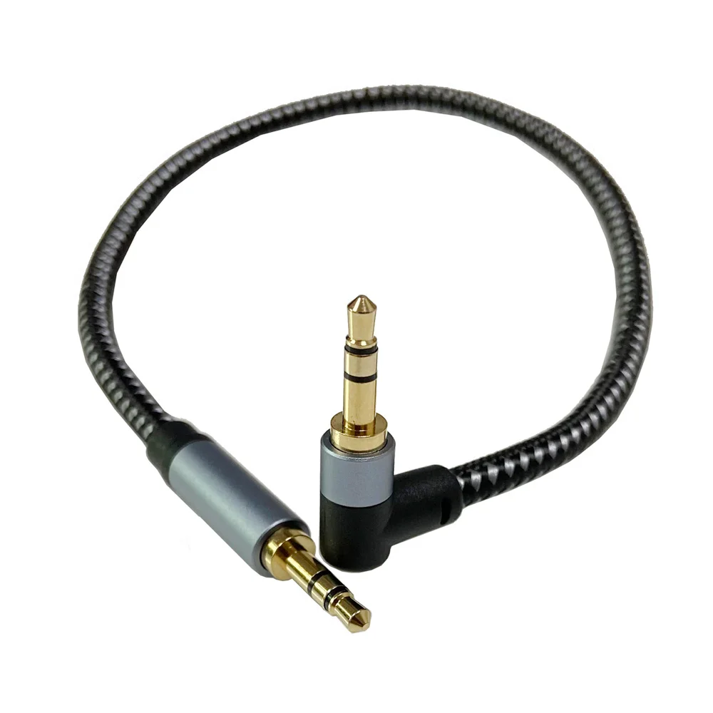 5pack 90 Degree Right Angle 3.5mm Male to Male Auxiliary Stereo Cable Gold Plated Nylon Braid HiFi Audio Cord