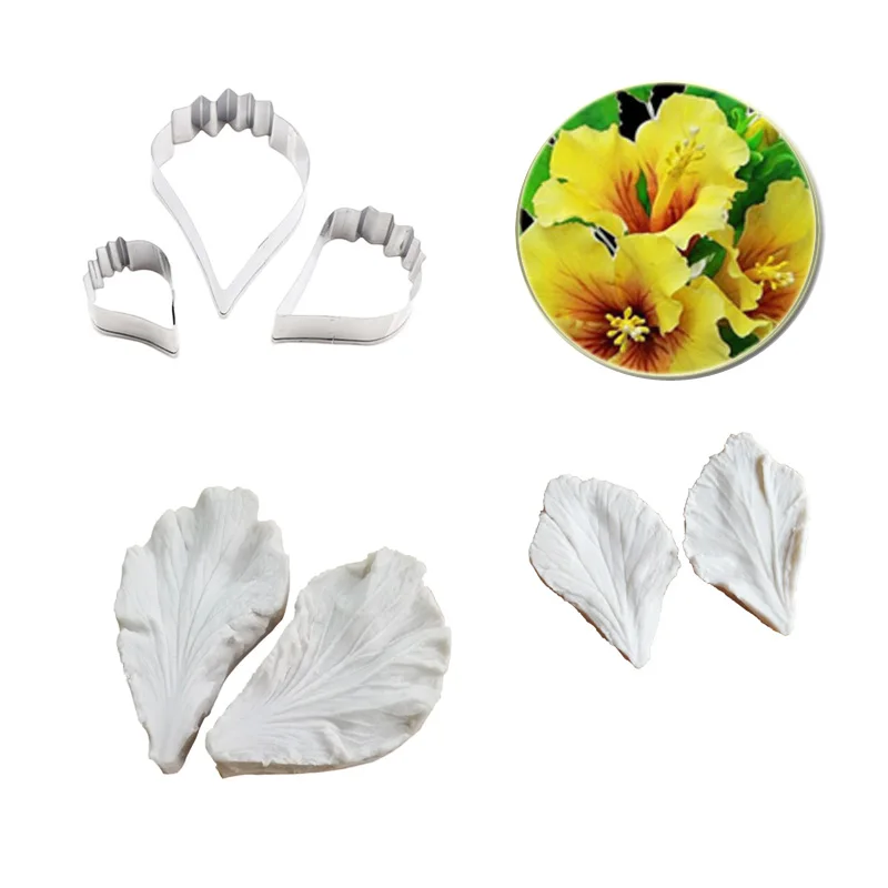 Hibiscus Flower Petal Veiner Silicone Mold Fondant Moulds Cake Decorating Tools Chocolate Clay Gumpaste,Sugarcraft Mold CS275