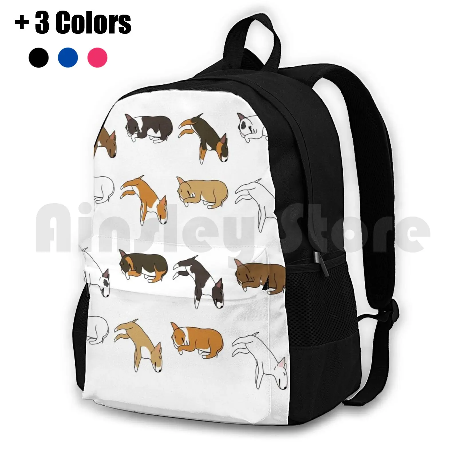 Lazy Bull Terrier-White Outdoor Hiking Backpack Riding Climbing Sports Bag Dogs Hond Bull Bullies English Bull Terrier Terrier