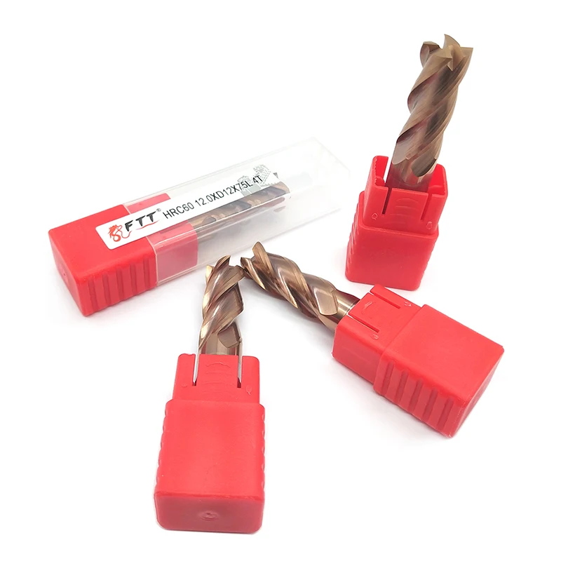 Imagem -02 - Fresa de Topo Plano Fresa de Topo Padrão Flautas Hrc60 12 mm Fresa de Topo Plano de Carboneto Padrão Comprimento Lateral Fresa de Perfil de Entalhe com 10 Peças