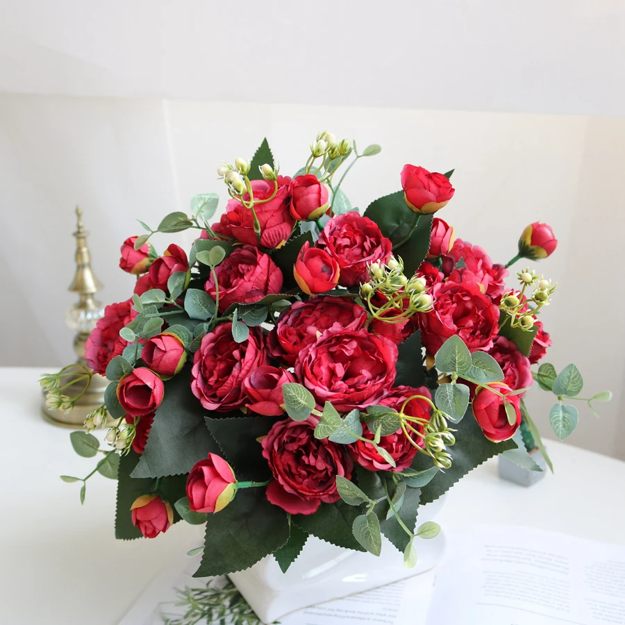 1 Stück Seidenrose Künstliche Blume Pfingstrose Outdoor UV-Schutz Hochzeit Brautstrauß Festival Dekoration Vase Wohnzimmer DIY Geschenk – Detail 3