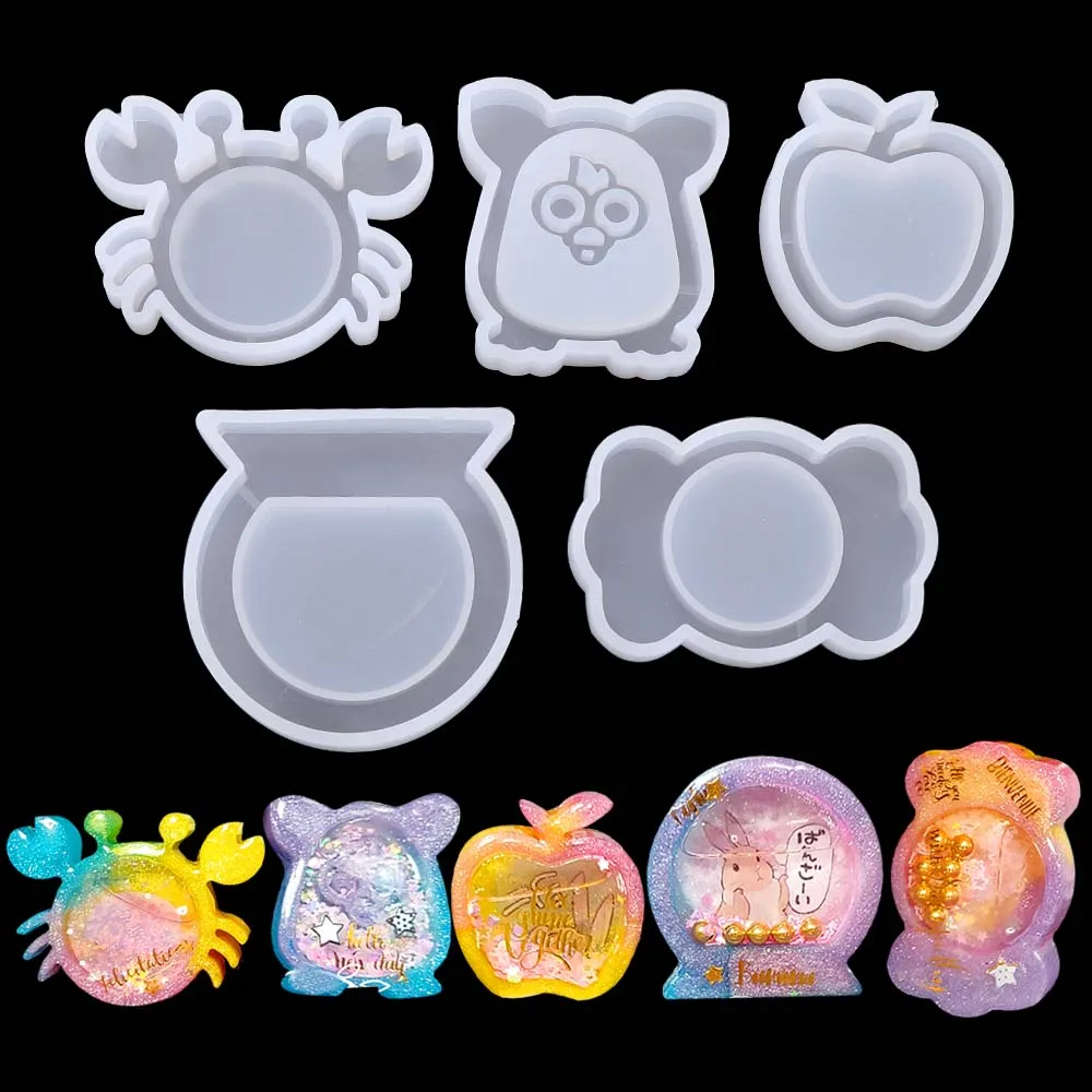 Cute Owl Crab Candy Apple Quicksand Silicone Mold Jewelry Fudge Pendant Accessory DIY Charm Epoxy Resin Shaker Mould Craft