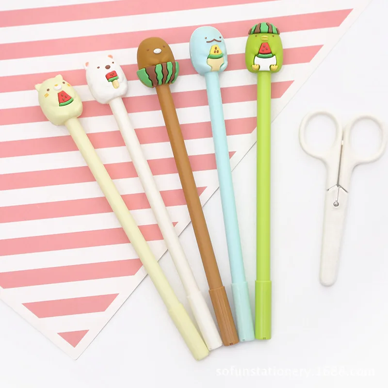 Stylo à Gel de dessin animé avec petites pousses, stylo à eau tout aiguille, papeterie fournitures scolaires kawaii 36 pièces