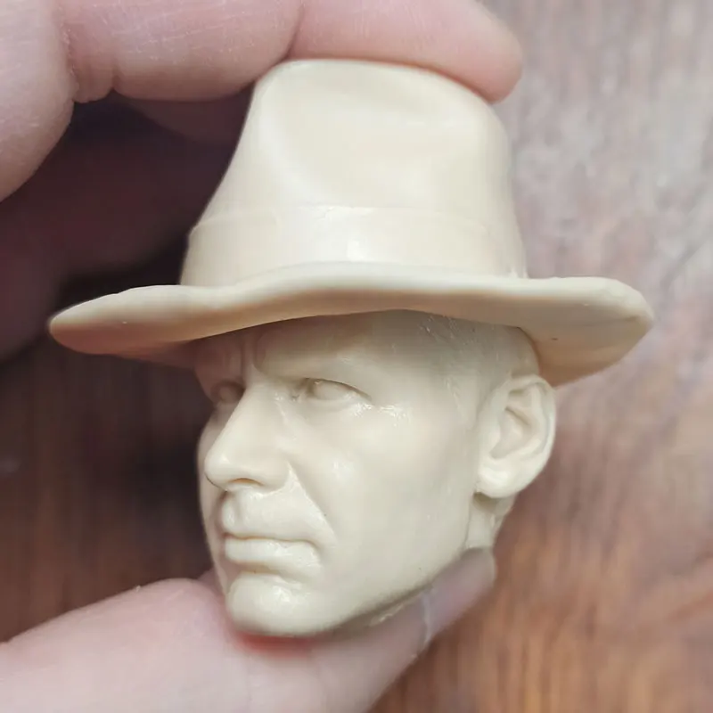 Hot Sales 1/6th Mannelijke Indiana Jones Harrison Ford Hoed Hoofd Sculptuur Unpainted Witte Kleur Voor 12Inch Diy figuren Collectable