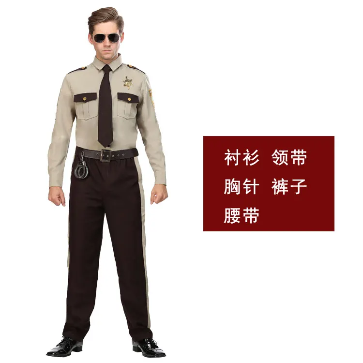 Halloween stage show performance adult male american sheriff police patrol plainclothes cosplay costume