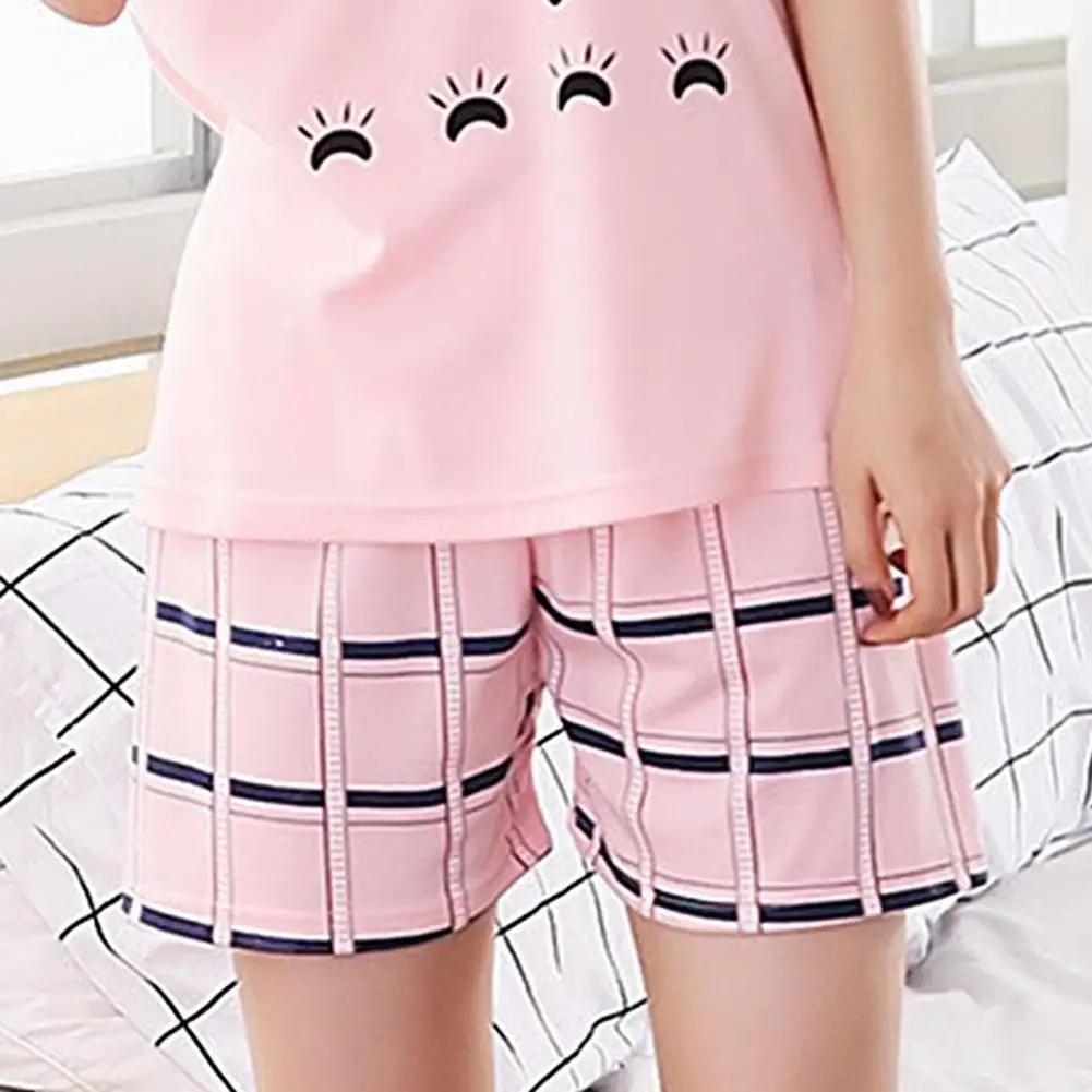 Pajamas Set Short Sleeve Loose Top Women Cats Print T-shirt Shorts Sleepwear for Summer