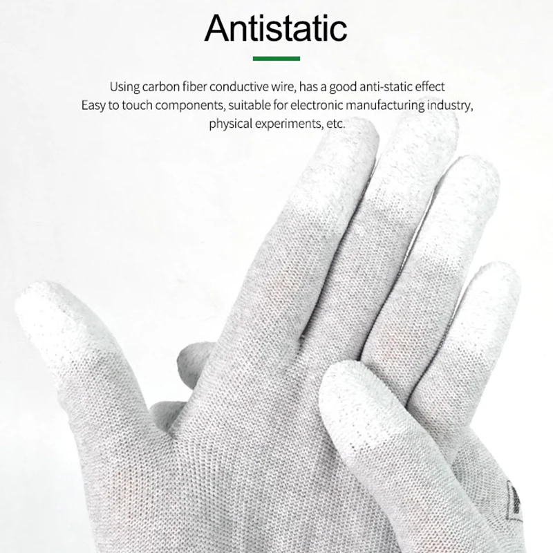 Guantes de seguridad antiestáticos ESD, guantes de dedo recubiertos de fibra de carbono PU para teléfono móvil, herramientas de reparación electrónica de computadora, 1 par