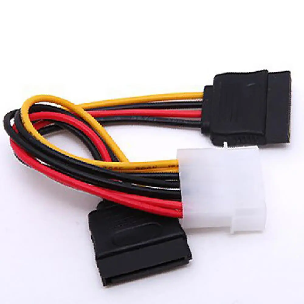 ขายร้อน1Pcs 4ขา IDE Molex ถึง2 15 Pin Serial ATA SATA HDD Adaptor Cable ไดรฟ์คู่สำหรับ PC Dropshipping