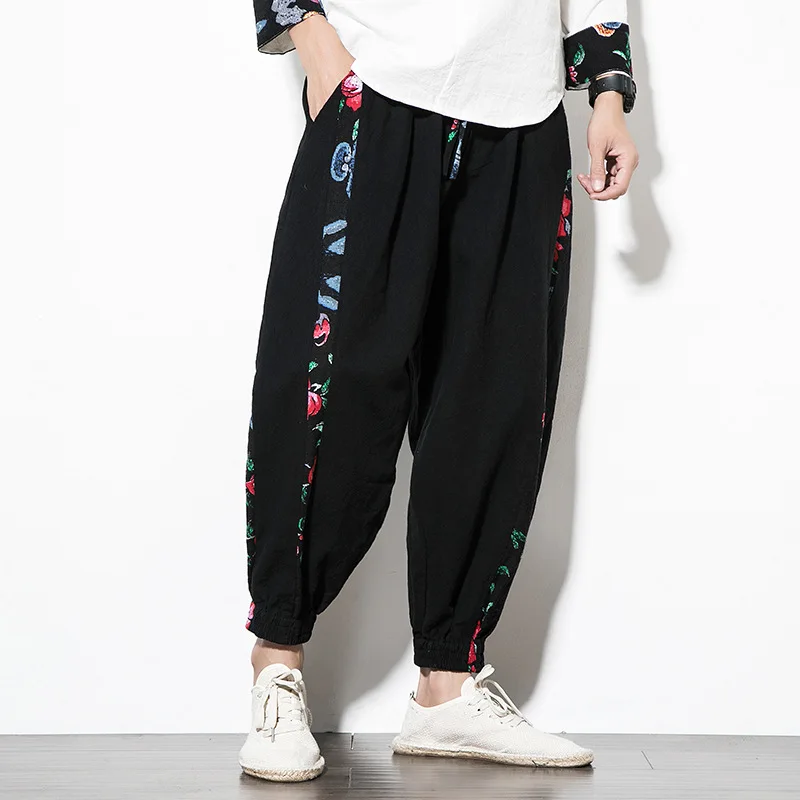 

Chinese Style Harem Pants Streetwear Autumn Vintage Casual Sweatpants Hippie Pants Men Japanese Trousers Kimono Printed Pants