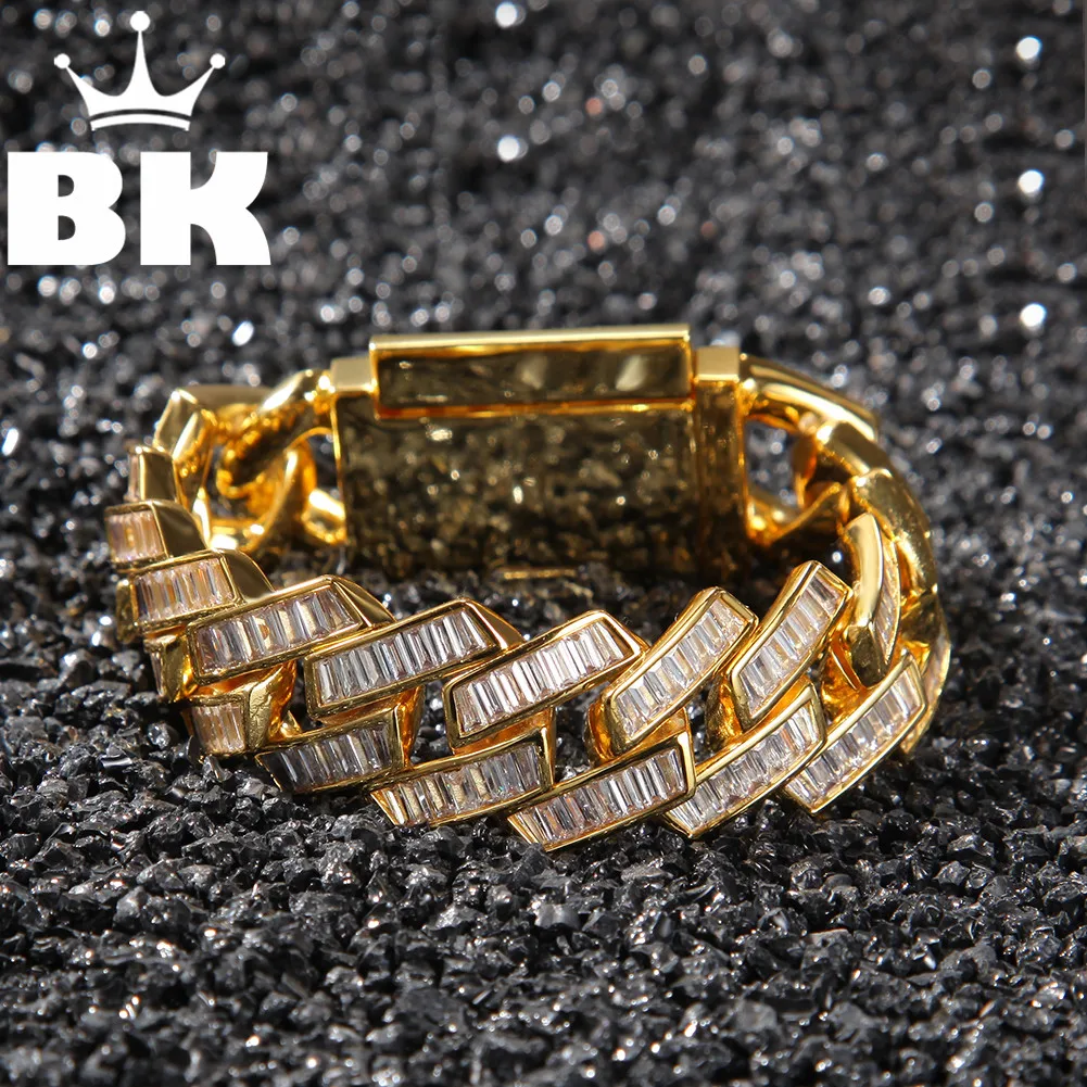 20mm Baguettecz Prong Set Cuban Miami Cuban Bracelet Micro Paved Cubic Zircon Cuban Bracelet Mens Women Hip Hop Jewelry