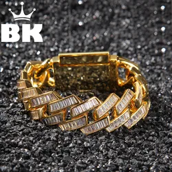 20mm Baguettecz Prong Set Cuban Miami Cuban  Bracelet Micro Paved Cubic Zircon Cuban Bracelet Mens Women Hip Hop Jewelry