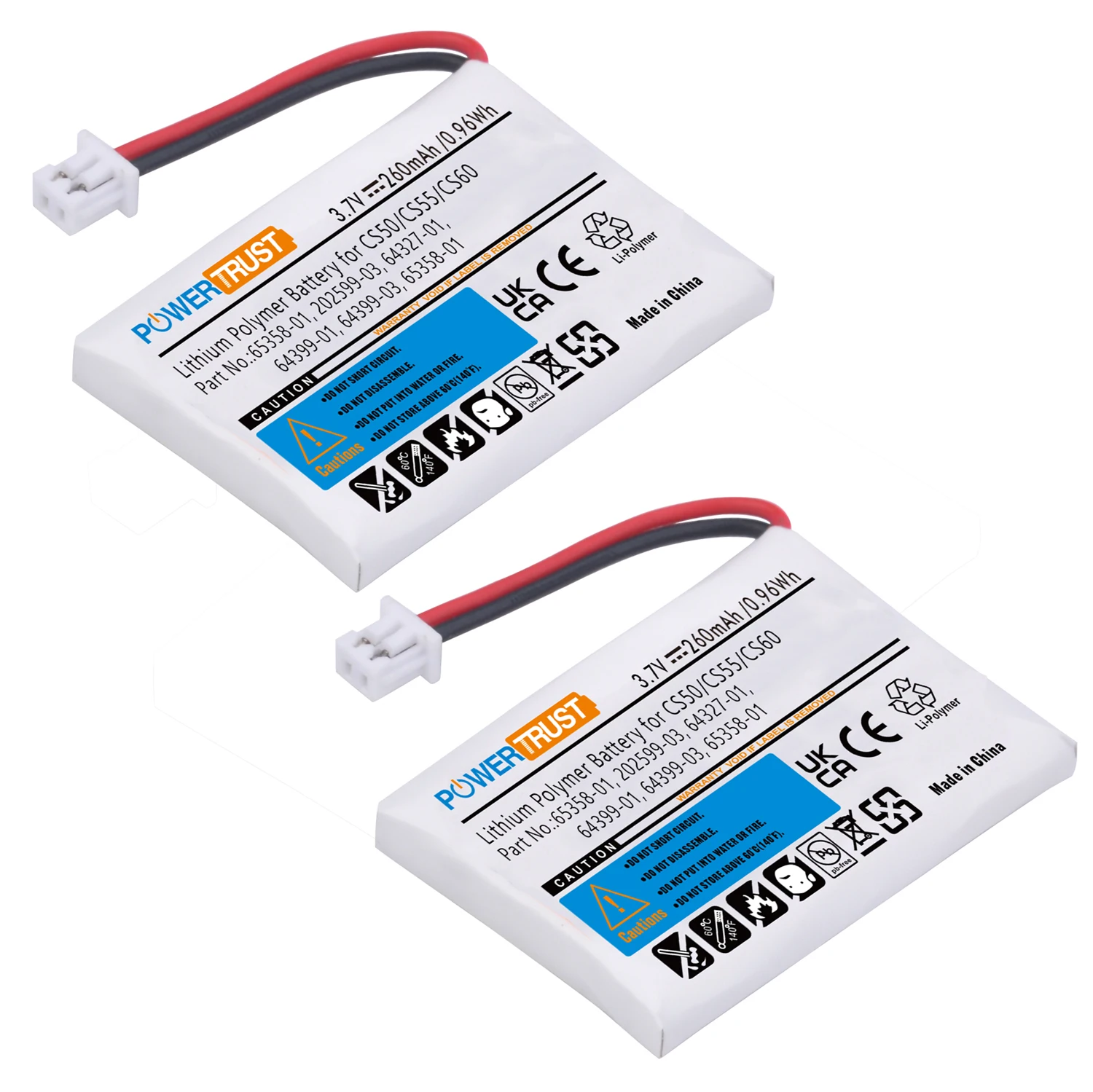 

PowerTrust CS50 Battery 260mAh for Plantronics CS50 CS55 CS60 202599-03 64327-01 64399-01 CS351 CS351N CS351V CS361 CS361N