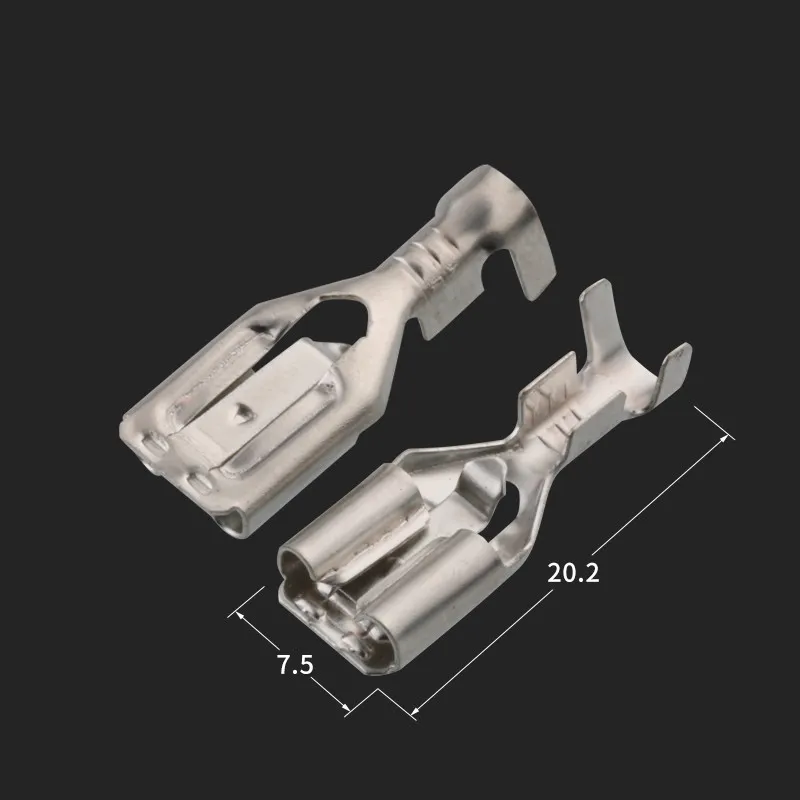 100Sets(200pcs) Female Spade Connector 6.3 Crimp terminal with Insulating Sleeves Cold Pressed Terminals Lock