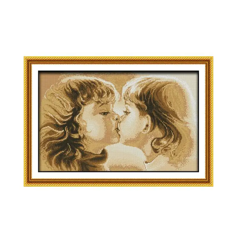 Love\'s Kiss Innocence Series Cross Stitch Kit 14ct 11ct Printed Fabric Embroidery Kit DIY Handmade Needlework Home Deco Gift