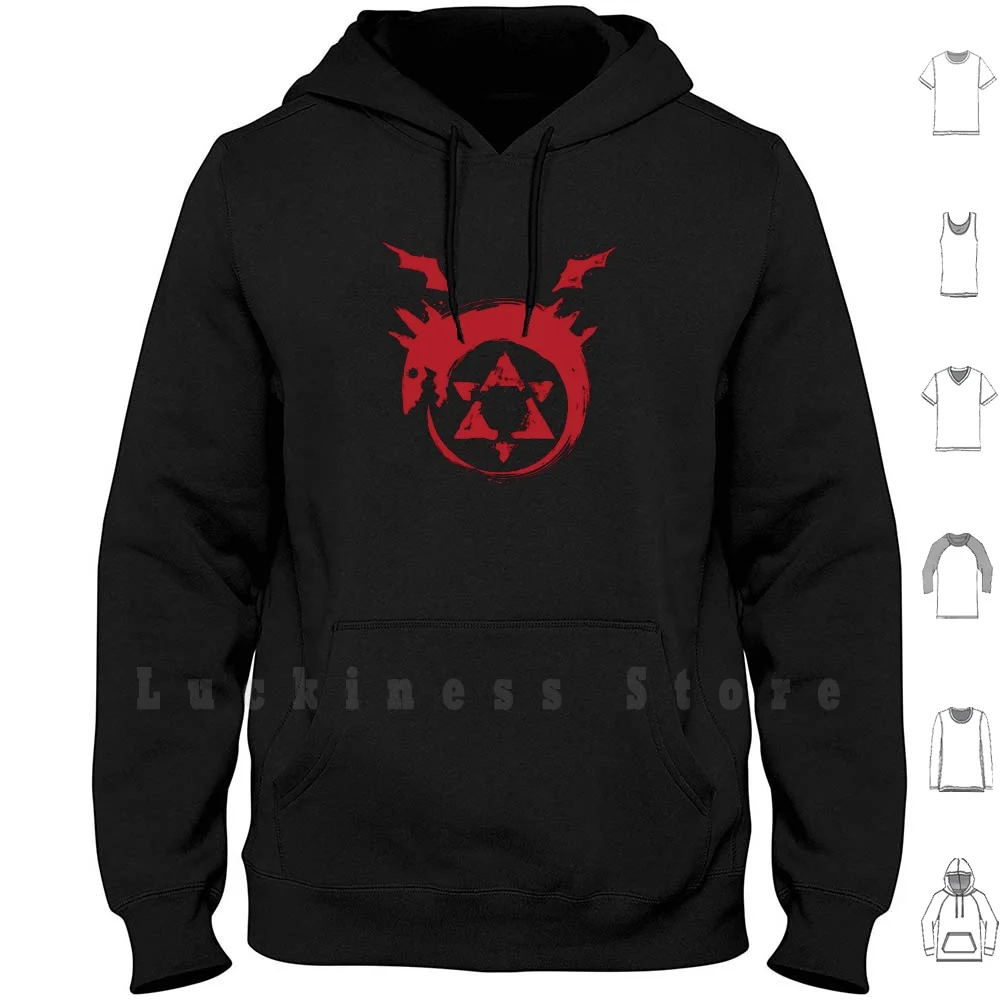 Fullmetal Alchemist Hoodies Long Sleeve Fullmetal Alchemist Logo Brotherhood Anime Manga Demon Elric Edward Alphonse