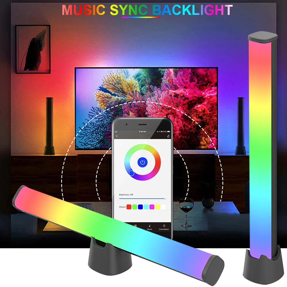 RGBIC Smart LED Light Bars Bluetooth 10 Scene Modes Music Sync Kit Works Ambiance Backlights LED Play Light Bar Room Decoration