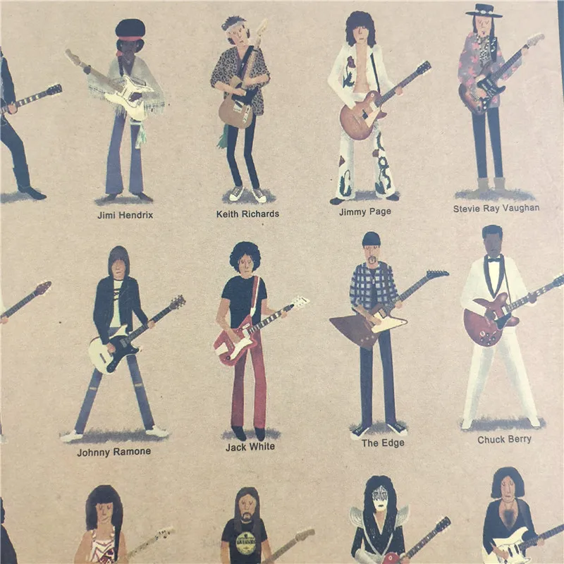 Classic Guitar Master Vintage Poster Room Decoration Stickers Wall Decor Kraft Paper Home Decor Wall Sticker Posters
