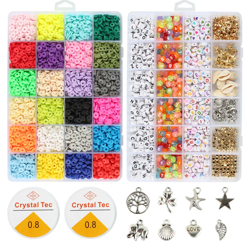 

48 lattice suit soft beads 6 mm wafer box color wafer letter bead diy jewelry accessories