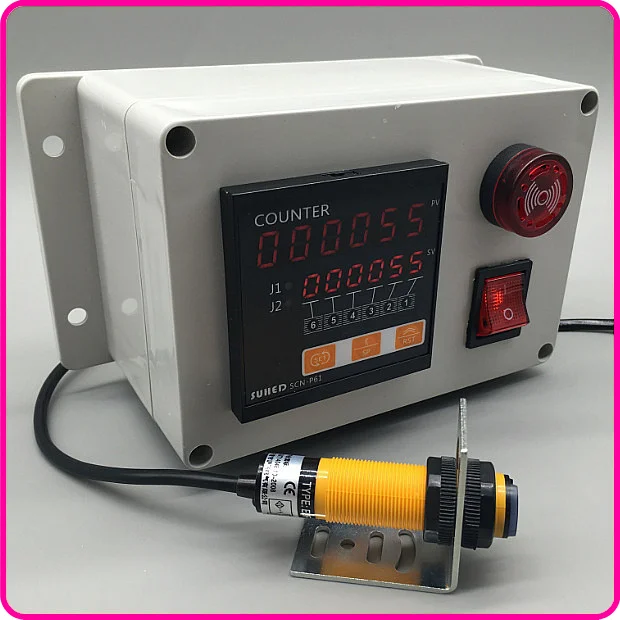 Transmissor de Alarme para Computador Correia Transportadora com Tela Digital e Contador Equipamento Industrial Sensor Infravermelho Transmissor e Comunicação