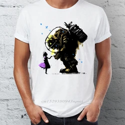 Brand New Men T Shirts 100% Cotton Bioshock Big Daddy and Little Sister Splicer Gaming Badass Artsy O-neck Tee Shirts Oversize