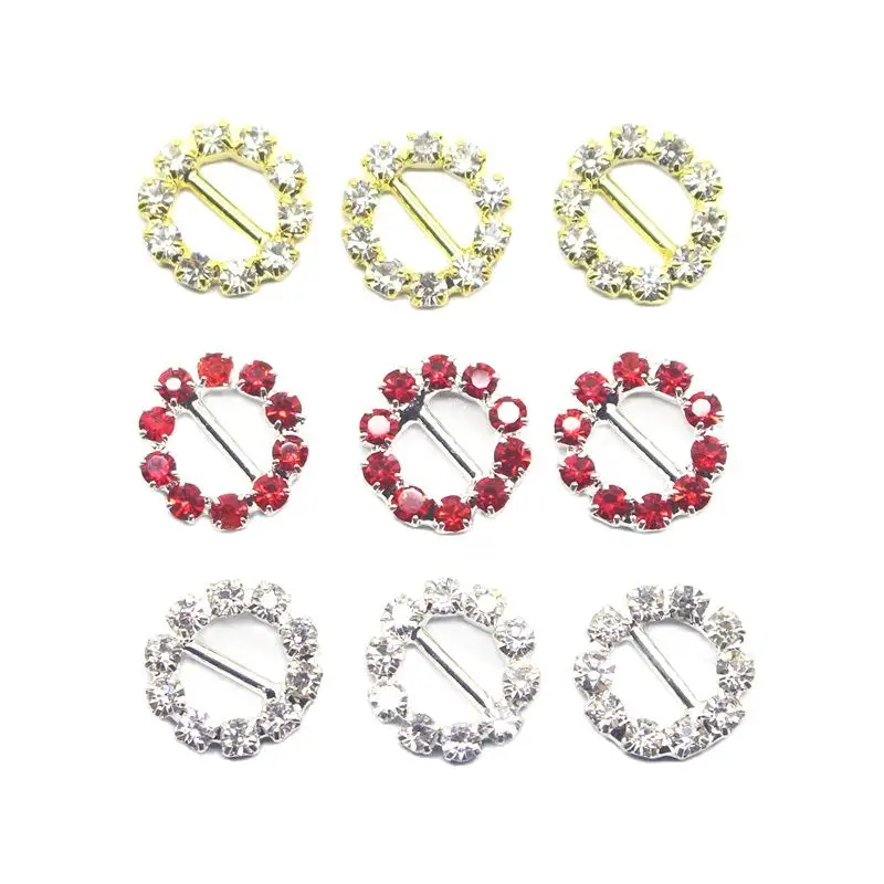 ZMASEY Sale Price 10mm (Inner Bar 6mm) 10Pcs/Lot Round Three Color Buckle DIY Invitation Ribbon Slider For Wedding Decoration