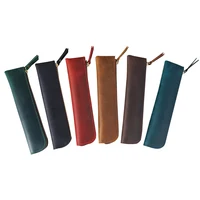 Portable Genuine Cowhide Pencil Case Retro Leather Pen Bag Storage Pouch for Pens Stationery Holder School Office Supplies 3