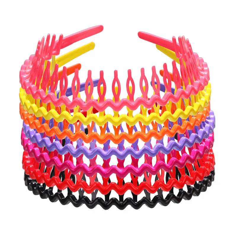 5 Mixed Color Plastic Wave Hair Band Headband 8mm with Teeth Hair Accessories