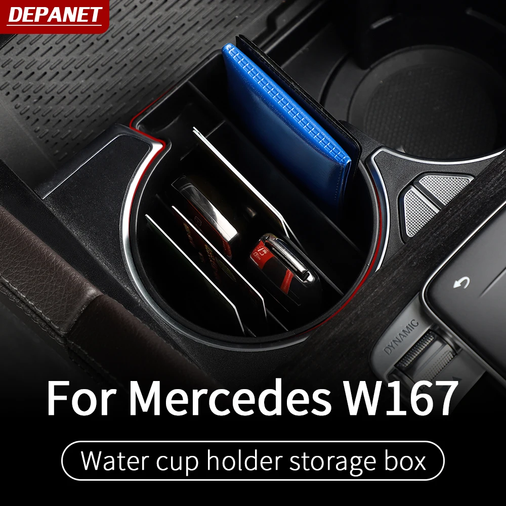 

Cup holder box for 2020~2024 Mercedes gle w167 v167 cover supplies gls x167 gle 350 450 500e amg benz gle console accessories