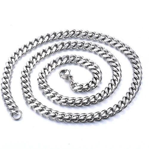 Nie verblassende 3,5mm-11mm Edelstahl-Kubanische Halskette, wasserdicht, Herren-Gliederkette, Geschenk-Schmuck – Detail 4