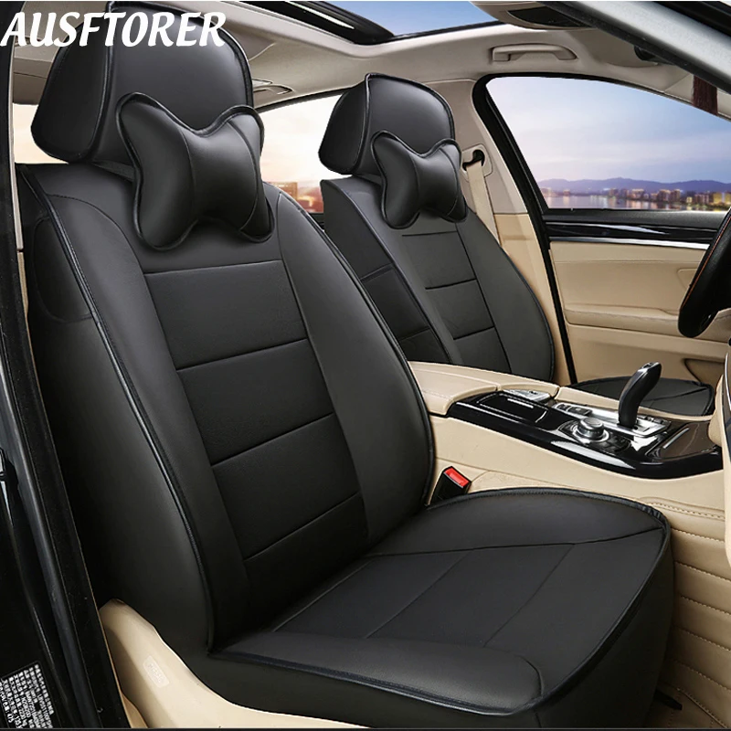 AUSFTORER Custom Seat Cover for Chrysler Grand Voyager 2013 Cowhide & PVC Leather Car Seat Cover Set Cushion Support Accessories