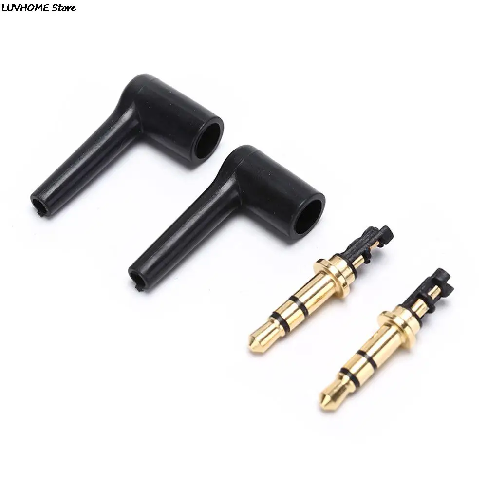 Male 90 right angle degree Jack Soldering 3/4 Pole 3.5mm L-shaped stereo headphone Plug Repair Earphones