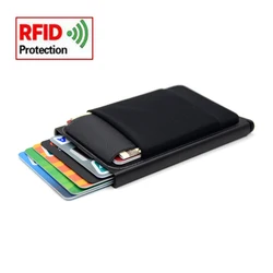 Metal Card Holder Thin Pop-out Slim Aluminum RFID Wallet Elasticity Back Pouch ID Credit Card Holder Travel ID Cardholder