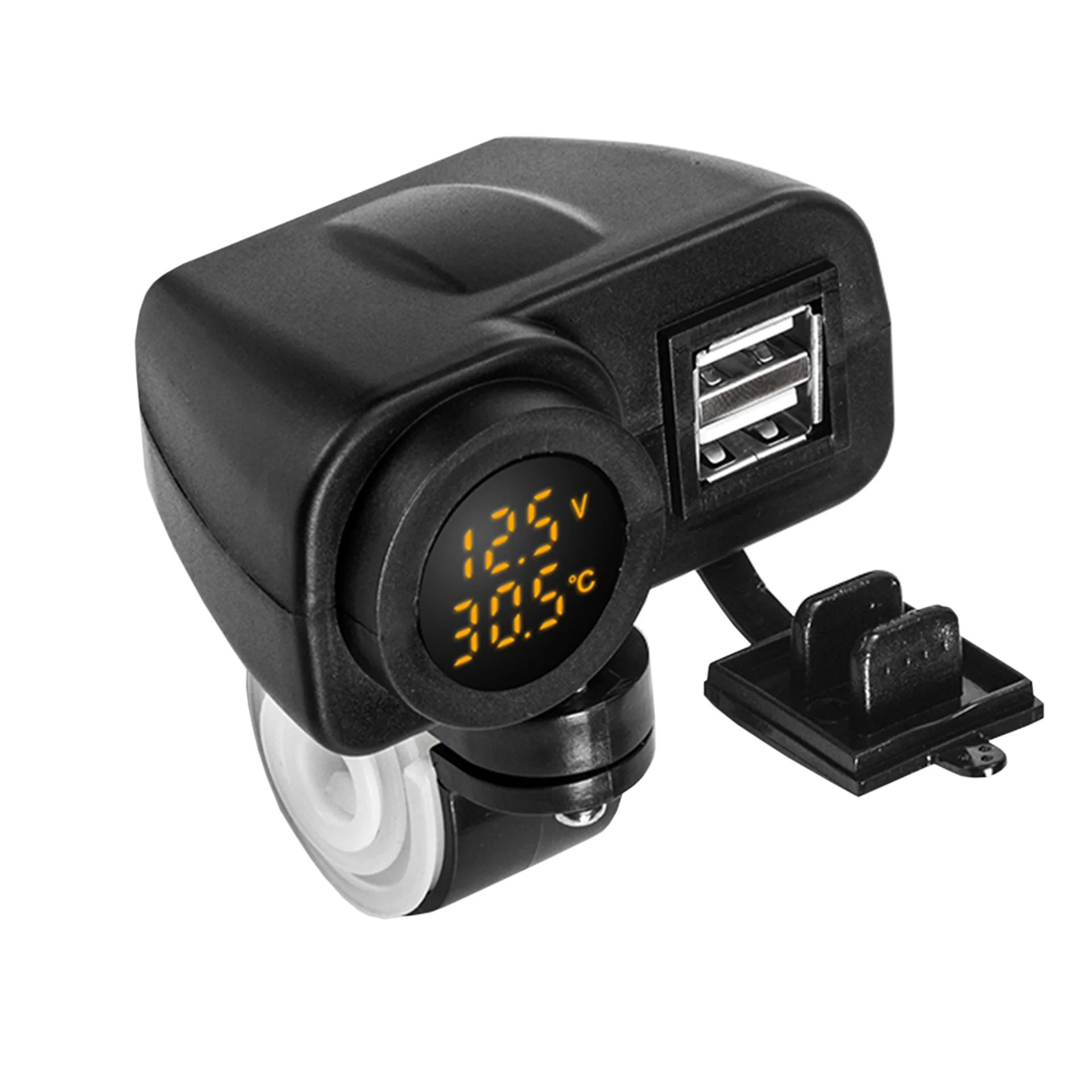 Waterproof Motorcycle 5V 4.2A Dual USB Charger Voltage Display Voltmeter Thermometerfor 7/8 and 1\