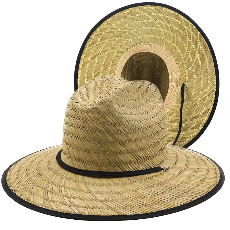 

Classic Handwork Women Men Lifeguard Hat Straw Summer Beach Sun hat Outdoor Summer Wide Brim Panama Straw Womens Summer Hat