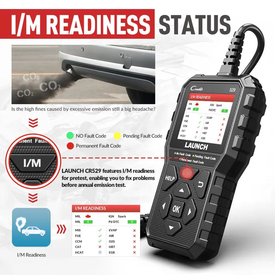 Gl Launch-CR529 obd2自動車診断ツール、車のobdiiコードリーダー