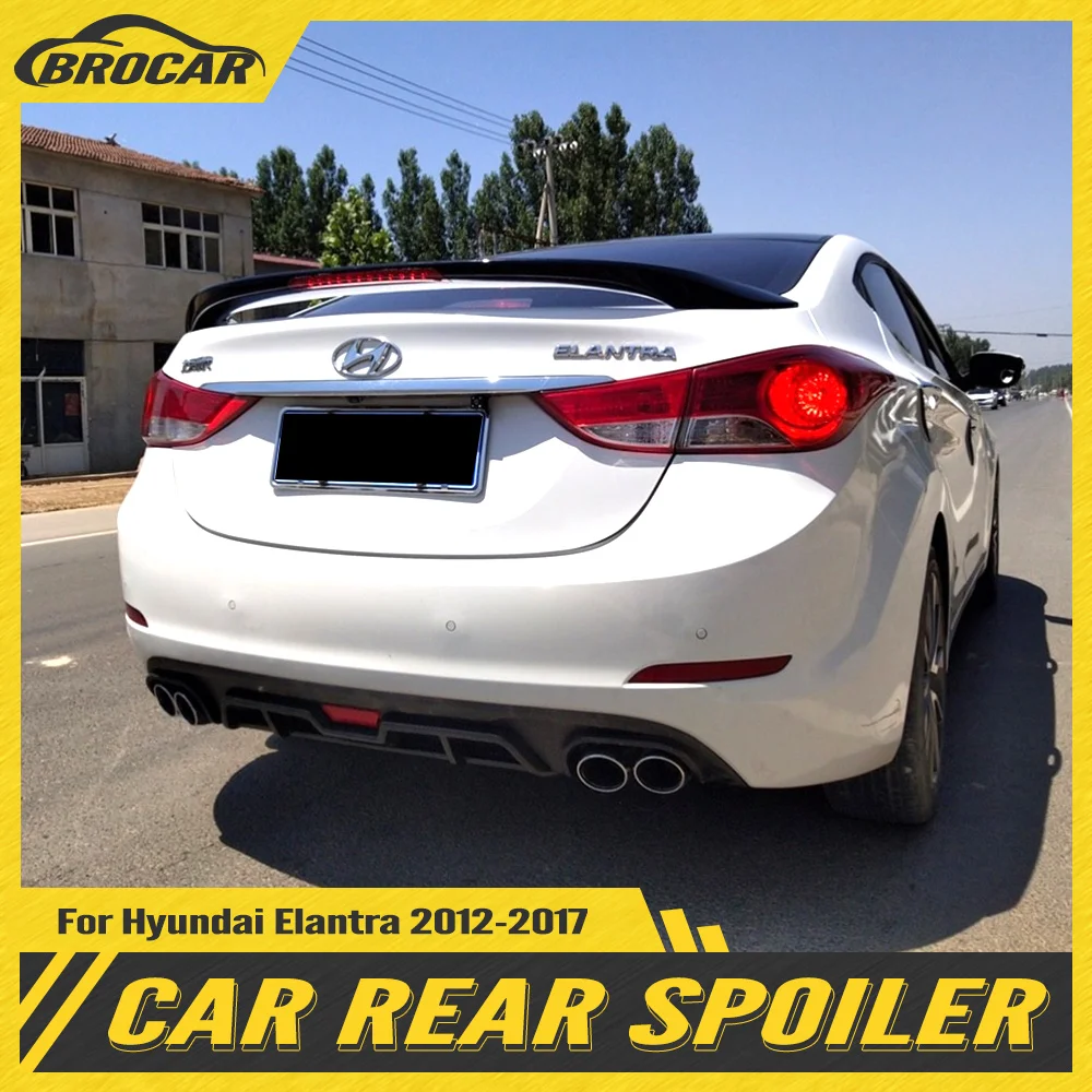 

Спойлер для Hyundai Elantra 2012-2017, черный спойлер с стоп-сигналом, светодиодсветильник лампа из АБС-пластика, спойлер для заднего крыла автомобиля, Праймер, цветной спойлер