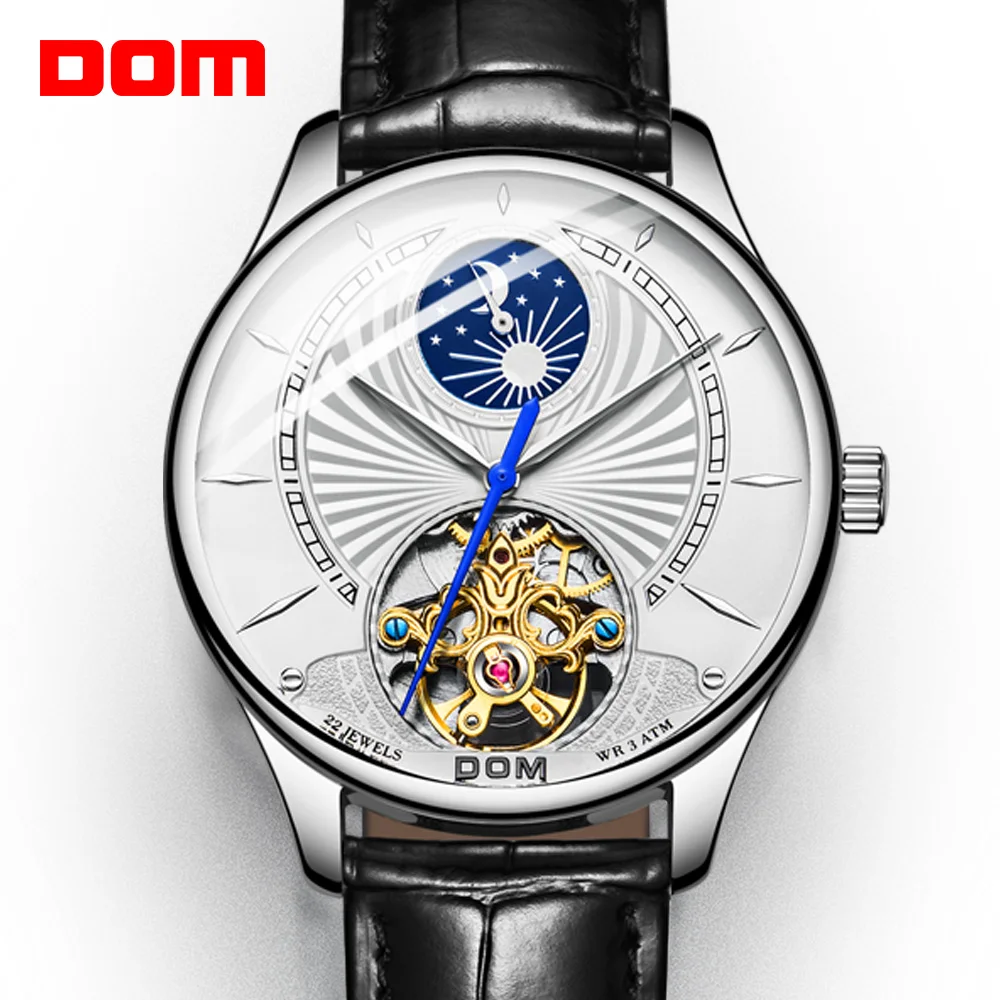 

DOM 2019 New Ultra-thin Creative Men Mechanical Watches Business Waterproof Watch Top Brand Leather Automatic Watch M-1260L-7M