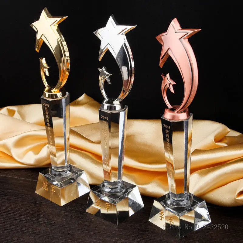 

Creative Metal Star Crystal Trophy, Custom Lettering, Honor, Award, Commemorative, Home, Living Room Decoration