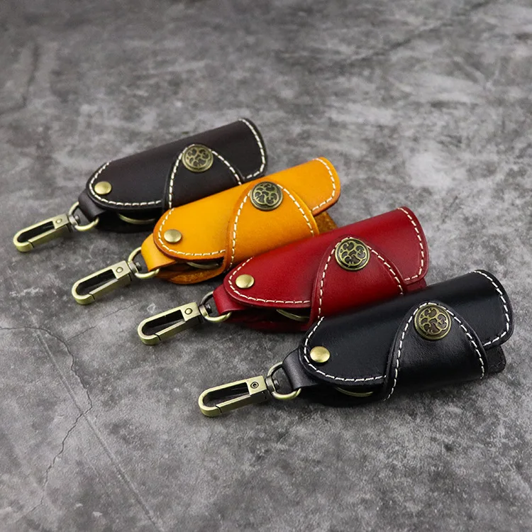 Men Women Key Wallet Genuine Leather Car Key Holders Housekeeper For Men Women Retro Home Keychain Case