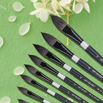 Oval yıkama sincap saç sanatçısı suluboya fırçası kalem profesyonel kedinin dil sanat boya fırçası boyama sanat malzemeleri