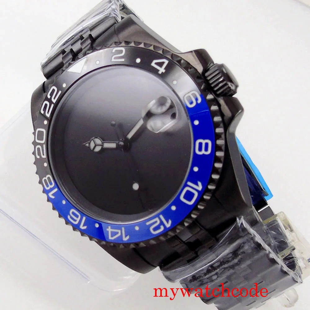 40 มม.Bliger สีดําปราศจากเชื้อ Sapphire Glass NH35A MIYOTA 8215 MINGZHU 2813 PT5000 อัตโนมัตินาฬิกาผู้ชายเซรามิคใส่ Jubilee