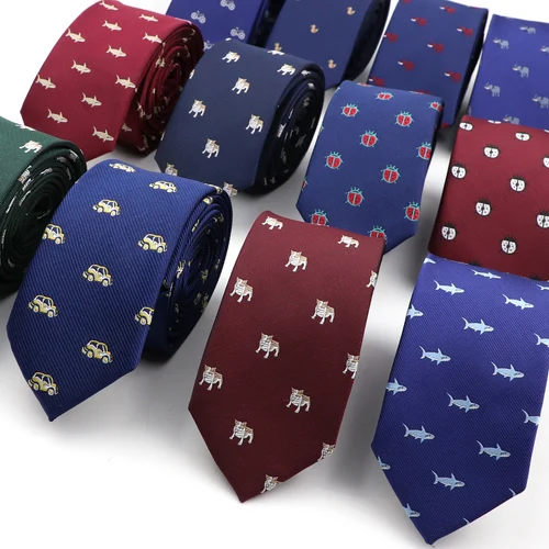 Imagen 2 del producto Corbatas Jacquard de poliéster para hombre, corbatas informales delgadas de 6CM, insectos, Shiba Inu, corbatas de dibujos animados de coche para boda, trajes de negocios, accesorio para el cuello, nuevo