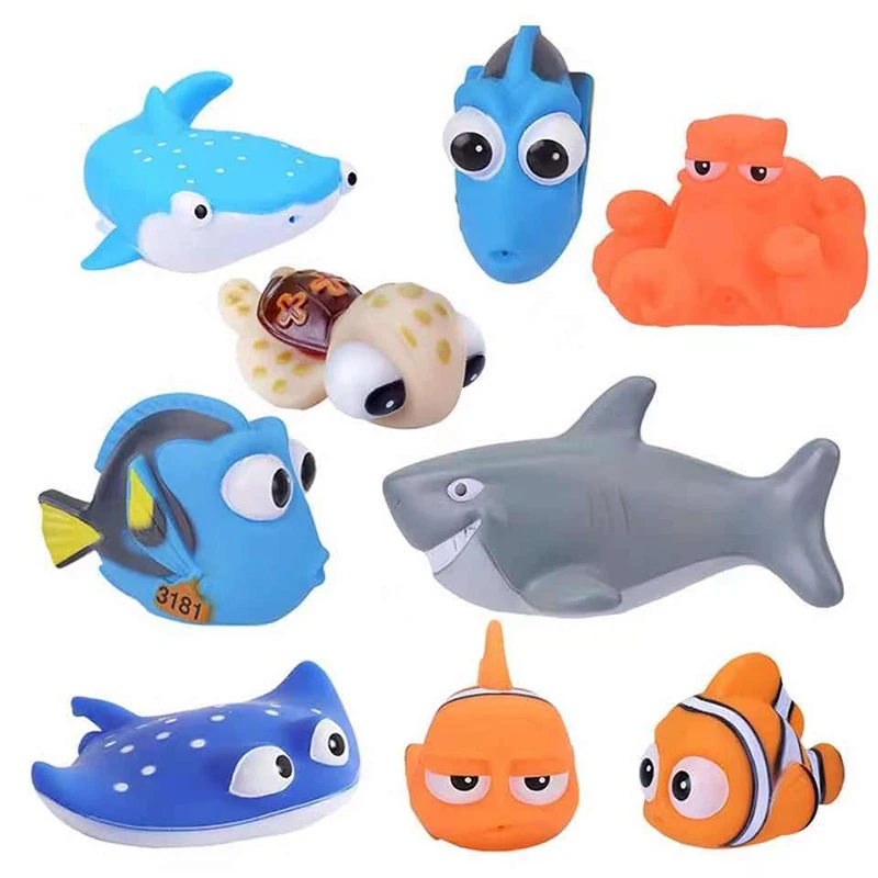 Baby Bath Toys Cartoon Nemo Dory Float Spray Water Squeeze Toys Soft Rubber Bathroom Play Fish Kid Bath Clownfish Toy