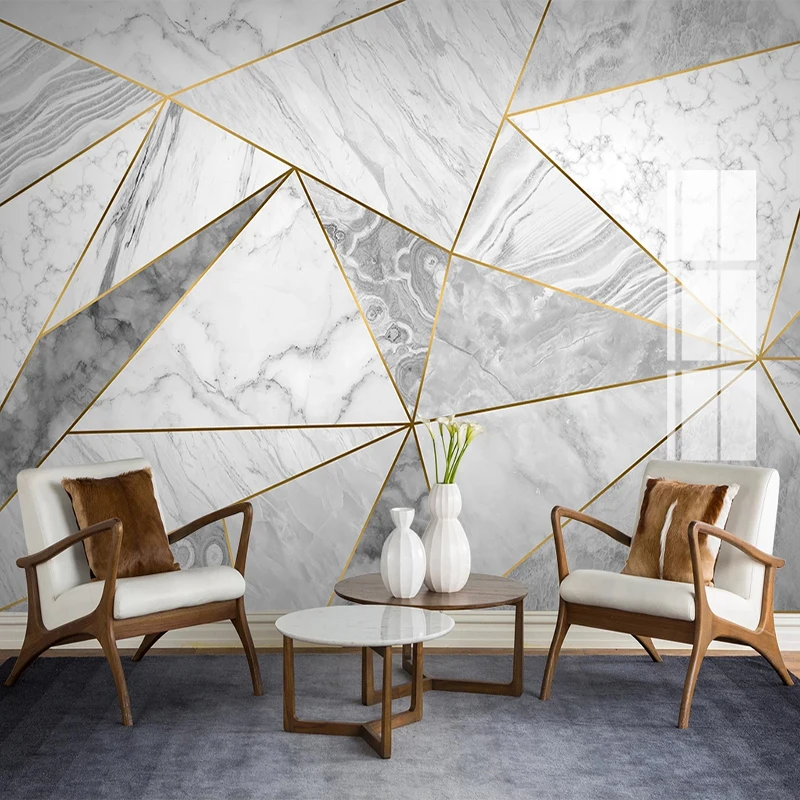 Photo Waterproof Canvas Mural Wallpaper 3D Geometric Marble Living Room Sofa TV Background Wall Papers Home Decor Modern