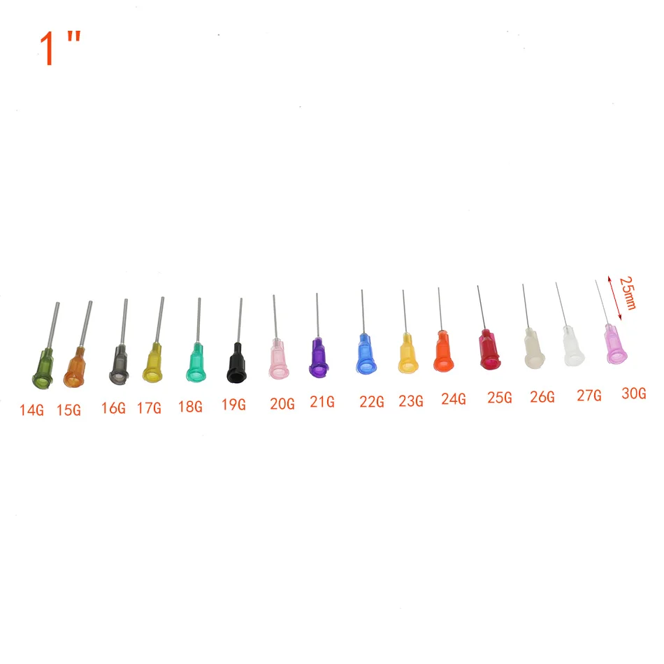 25pcs 1 Inchscrew  Precision Tips Liquid Dispenser Syringe Needle Stainless Steel Tube Blunt 14G 20G 30G,Gauge Glue